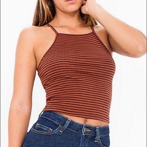 American Apparel Striped Halter Crop Tank